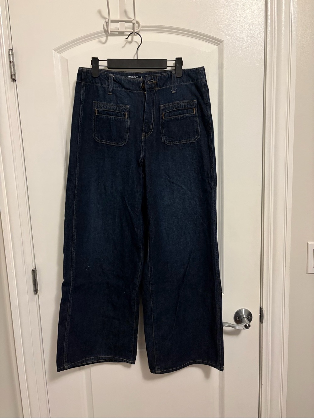 Old Navy Dark Blue Wide Leg Jeans with Front Patch Pockets